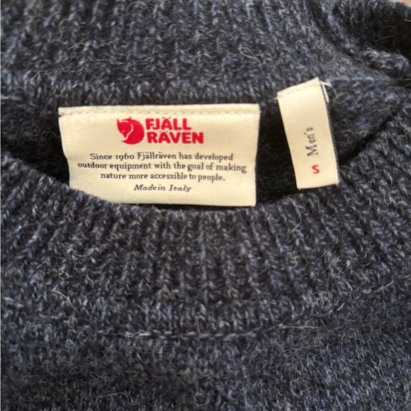 Fjallraven Ovik round neck crewneck wool sweater navy blue men's small - Picture 3 of 8